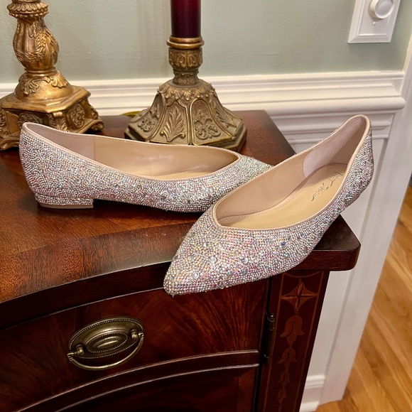 Betsey Johnson Jude Rhinestone Jeweled Crystal Pointed Toe Ballet Flats Size 11 - Picture 2 of 7